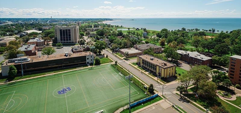 Street view of the University of Bridgeport